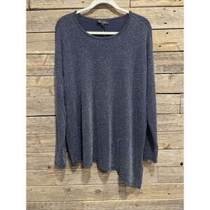 Diane Gilman DG2 Women's Long Sleeve Shirt Size Large. Navy Blue and Silver